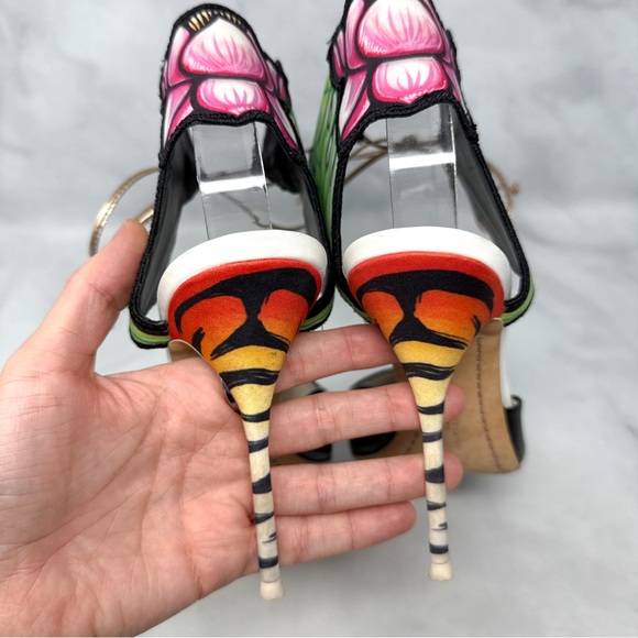 Sophia Webster Rousseau Jungle Tiger Ankle Cuff Tie Pointed Toe Pumps Heels 40 - Picture 9 of 16
